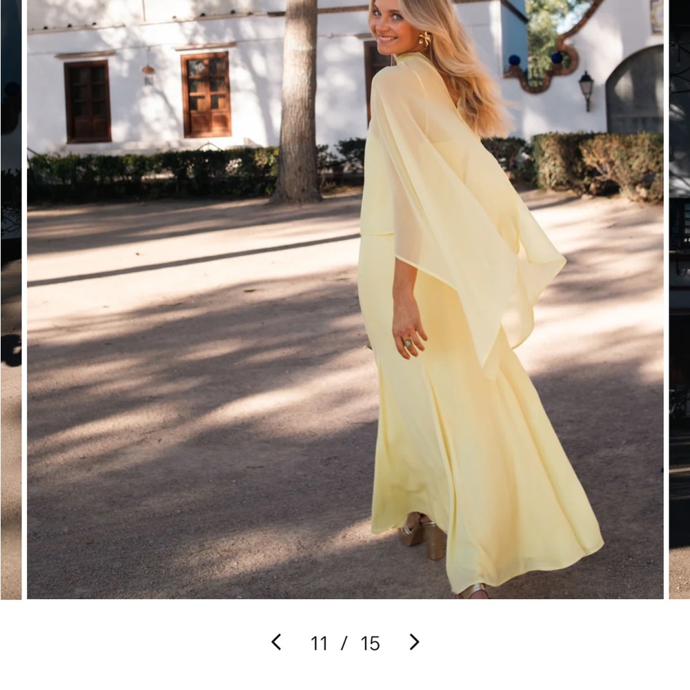 Elegant Yellow Gown with Cape